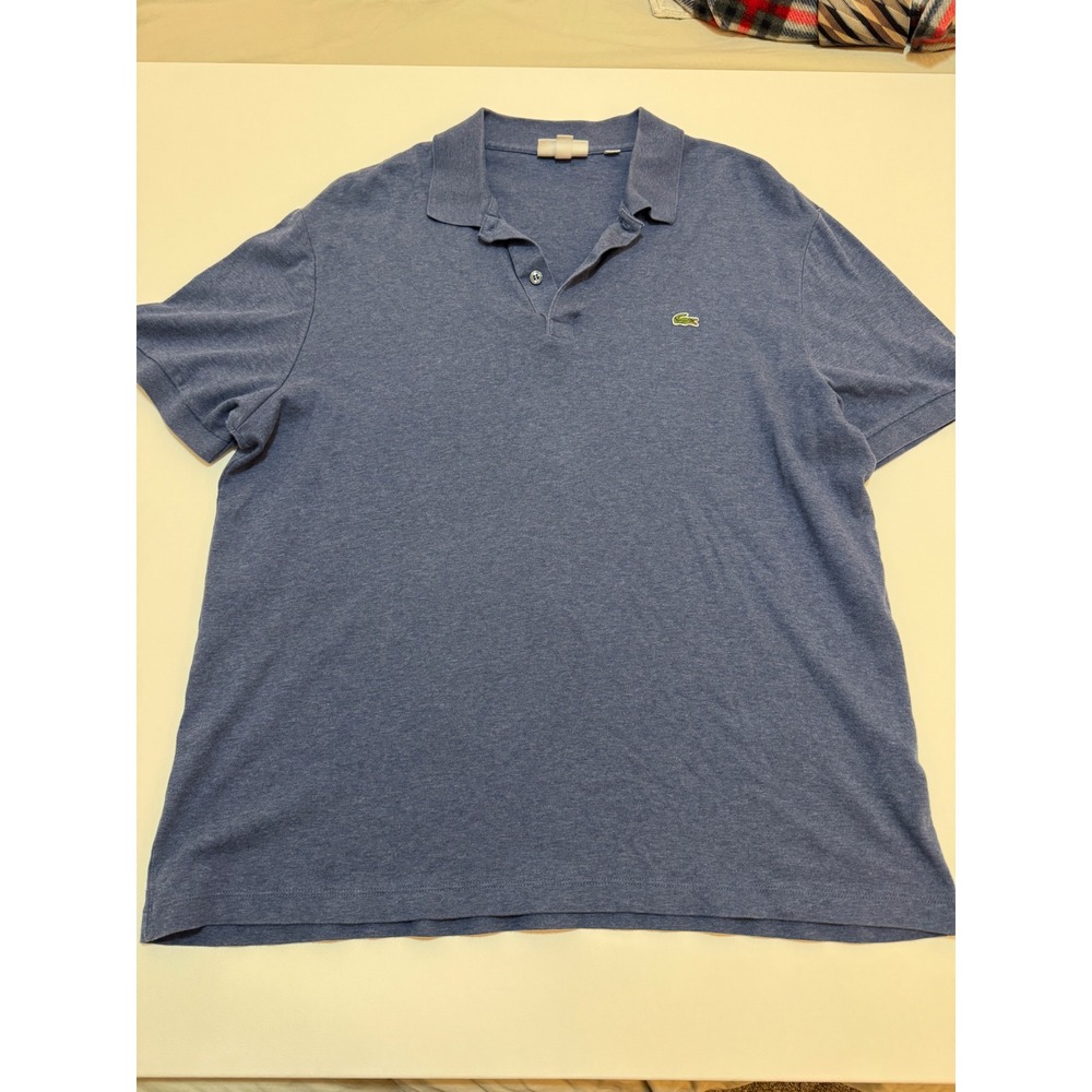 Lacoste Mens Regular Fit Polo Shirt Blue Heather Short Sleeve Logo XXL FR 7